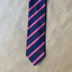 Giorgio Armani 100% Silk Tie Striped Navy and Pink